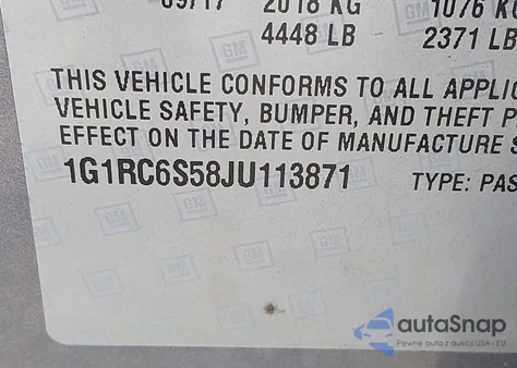 2018 Chevrolet Volt Lt from USA, damaged, VIN 1G1RC6S58JU113871